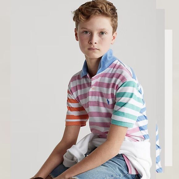 Polo Ralph Lauren Other - Polo Ralph Lauren Shirt Boys Large Striped Colorful Short Sleeve Preppy Polo